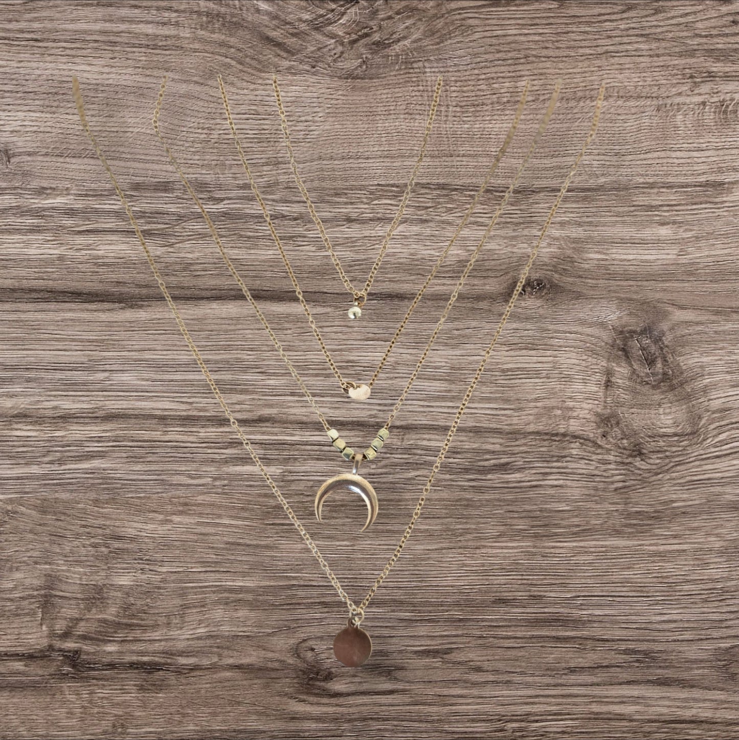 Multilayer Crescent & Pendant Necklace