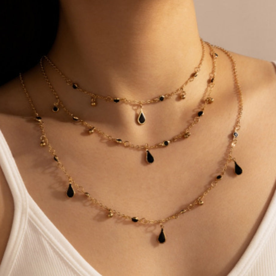 Teardrop Rhinestone Multilayer Necklace