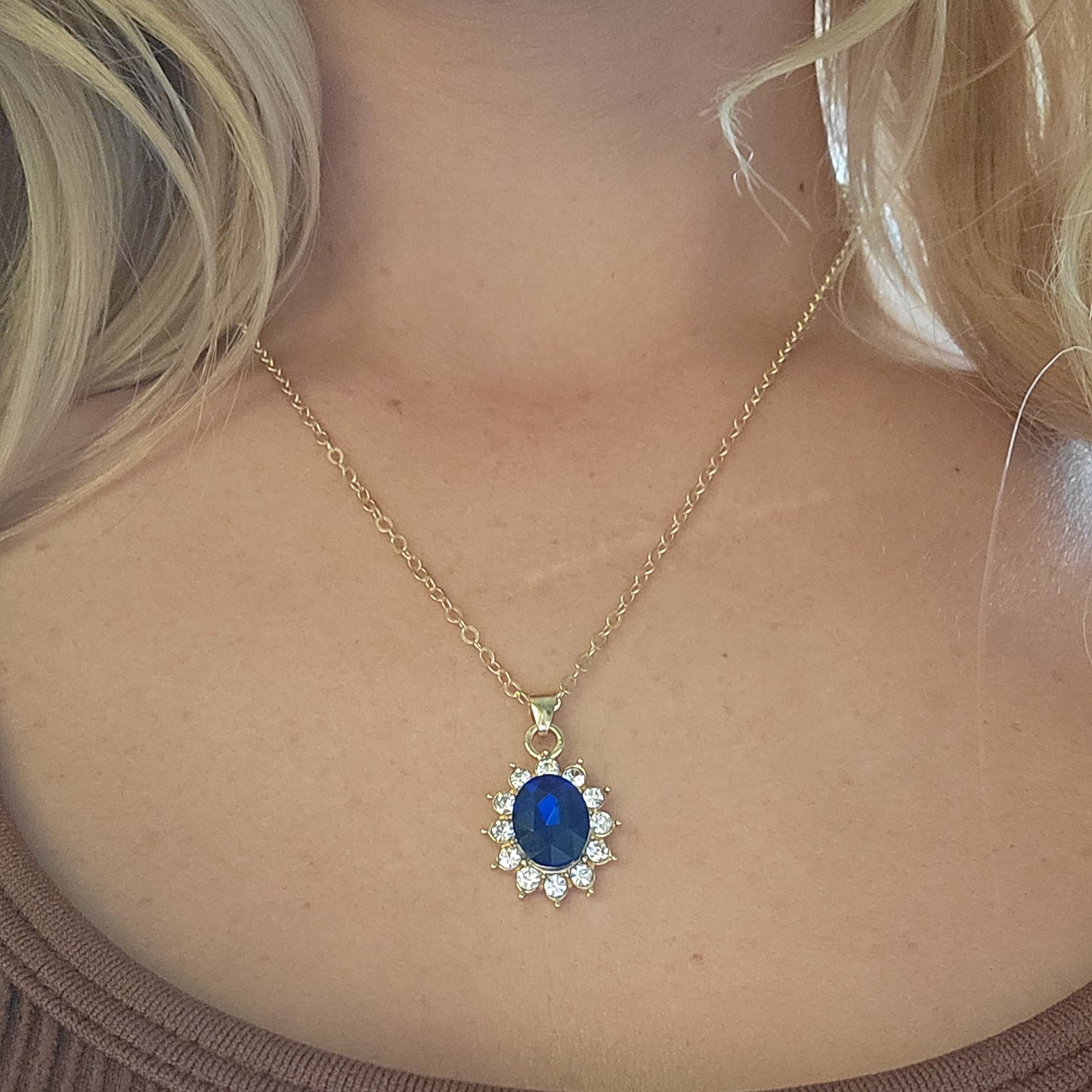 Blue Sapphire Sun Necklace