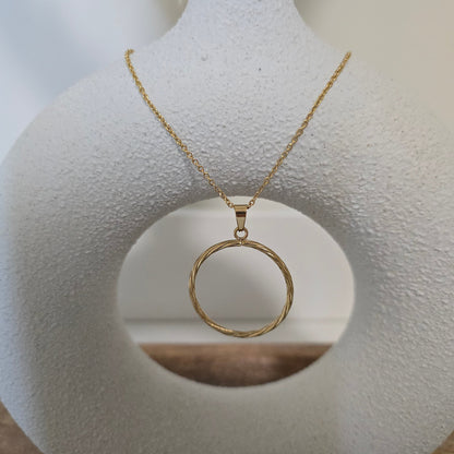 Gold Circle Necklace and Earrings