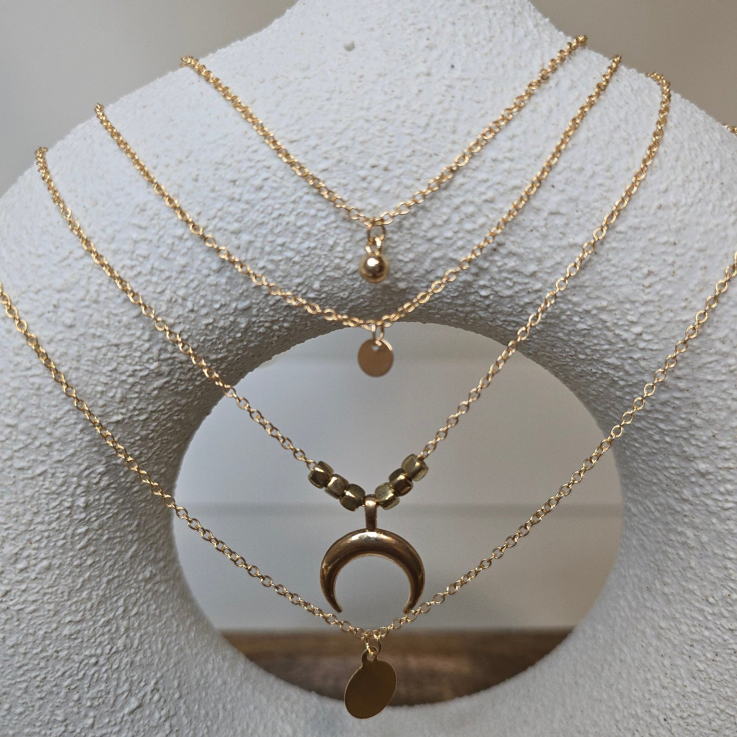 Multilayer Crescent & Pendant Necklace