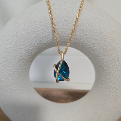 Peacock Water Droplet Necklace with Matching Earrings