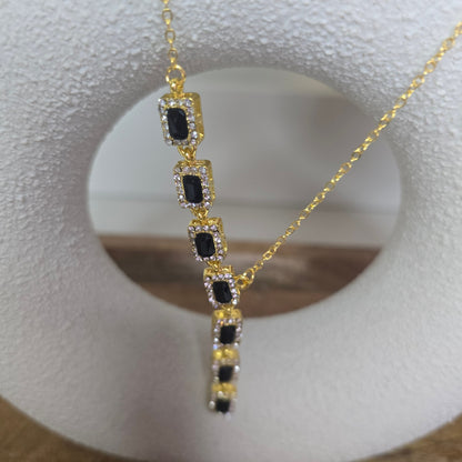 Black Diamond Rhinestone Necklace, Bracelet, and Earrings
