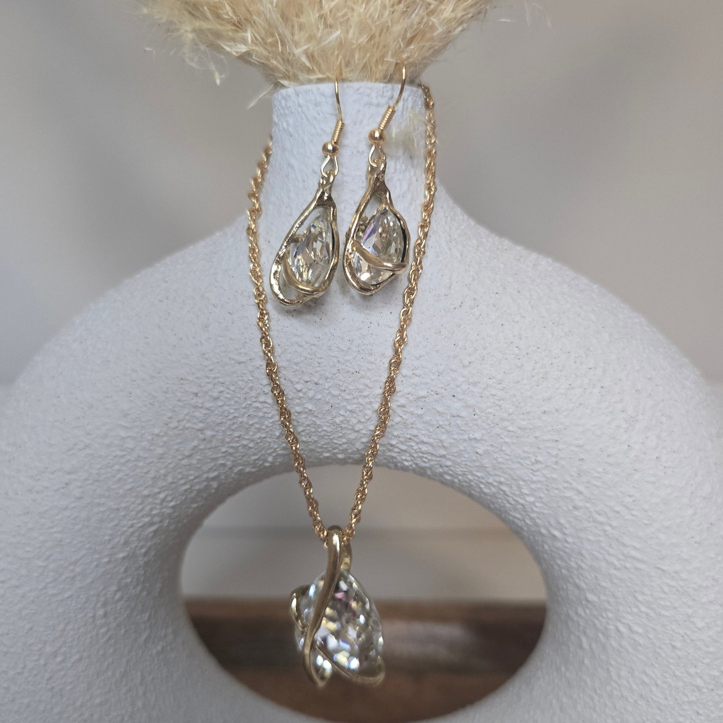 Crystal Water Droplets Necklaces and Earring Set