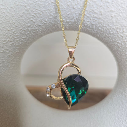 Emerald Heart Necklace and Earring Set