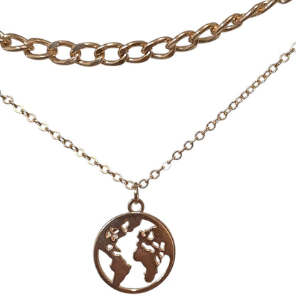 Travel Globe Gold Pendant Necklace