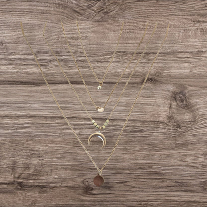 Multilayer Crescent & Pendant Necklace