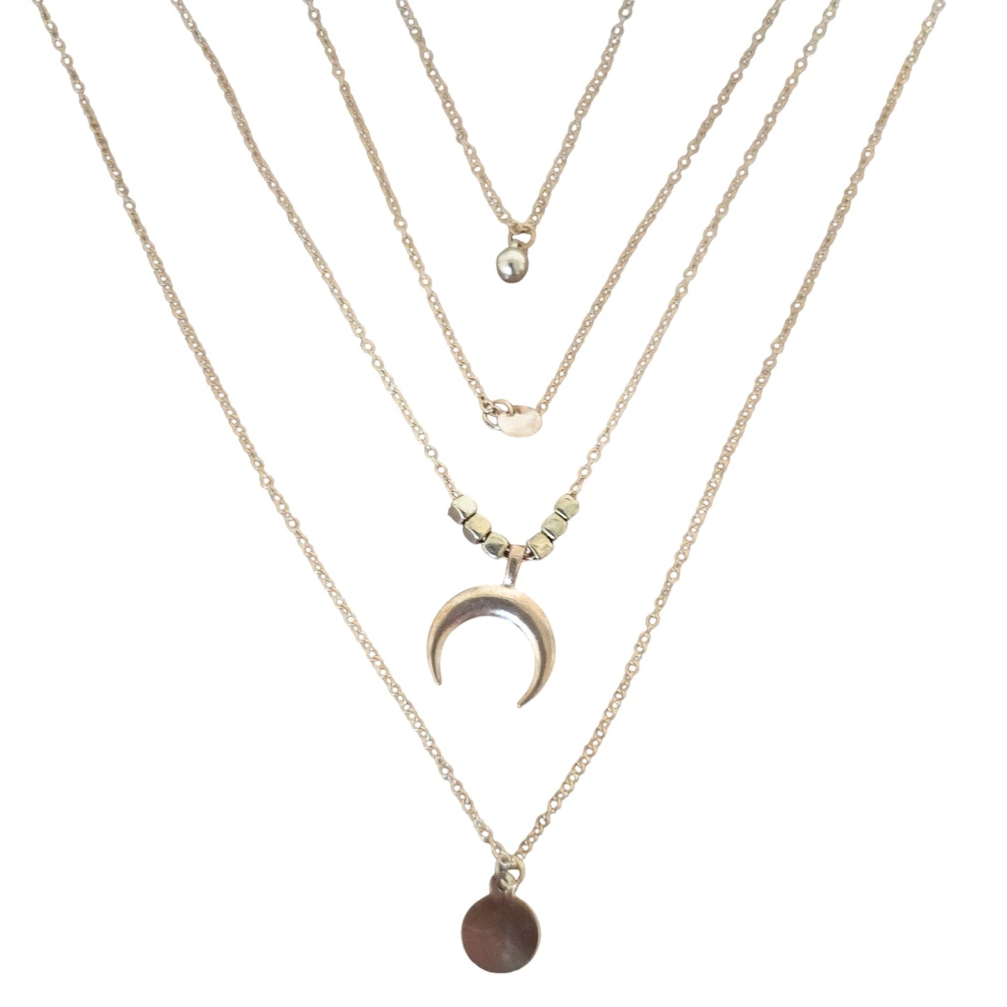 Multilayer Crescent & Pendant Necklace