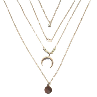 Multilayer Crescent & Pendant Necklace