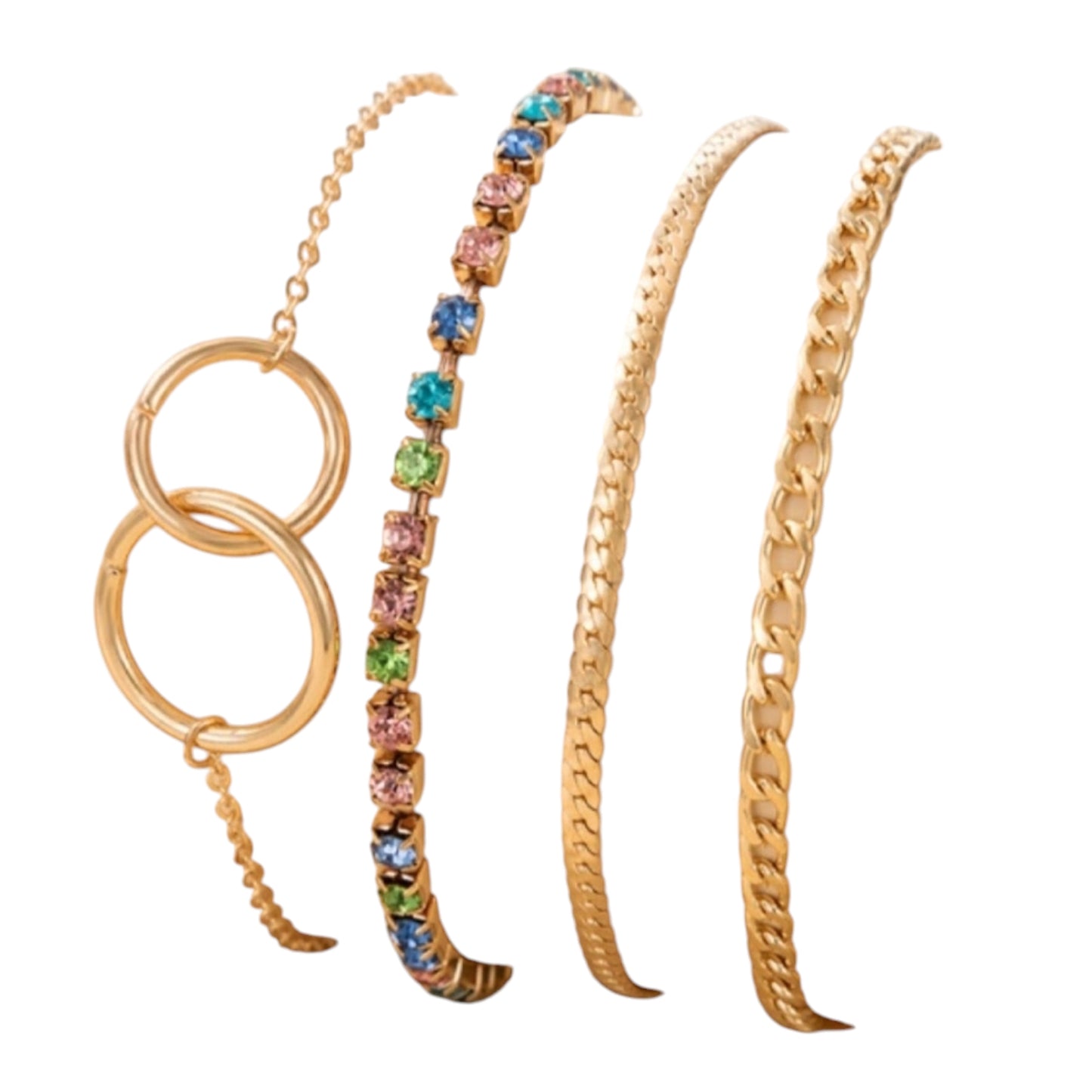 Rainbow Rhinestone Bracelet Set