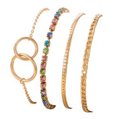 Rainbow Rhinestone Bracelet Set