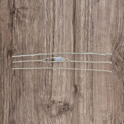 Gold Diamond Brooch Paper Clip Bracelet Set