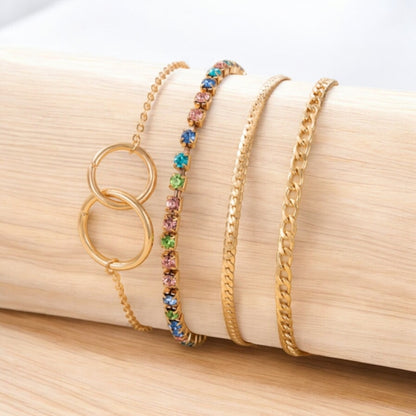 Rainbow Rhinestone Bracelet Set