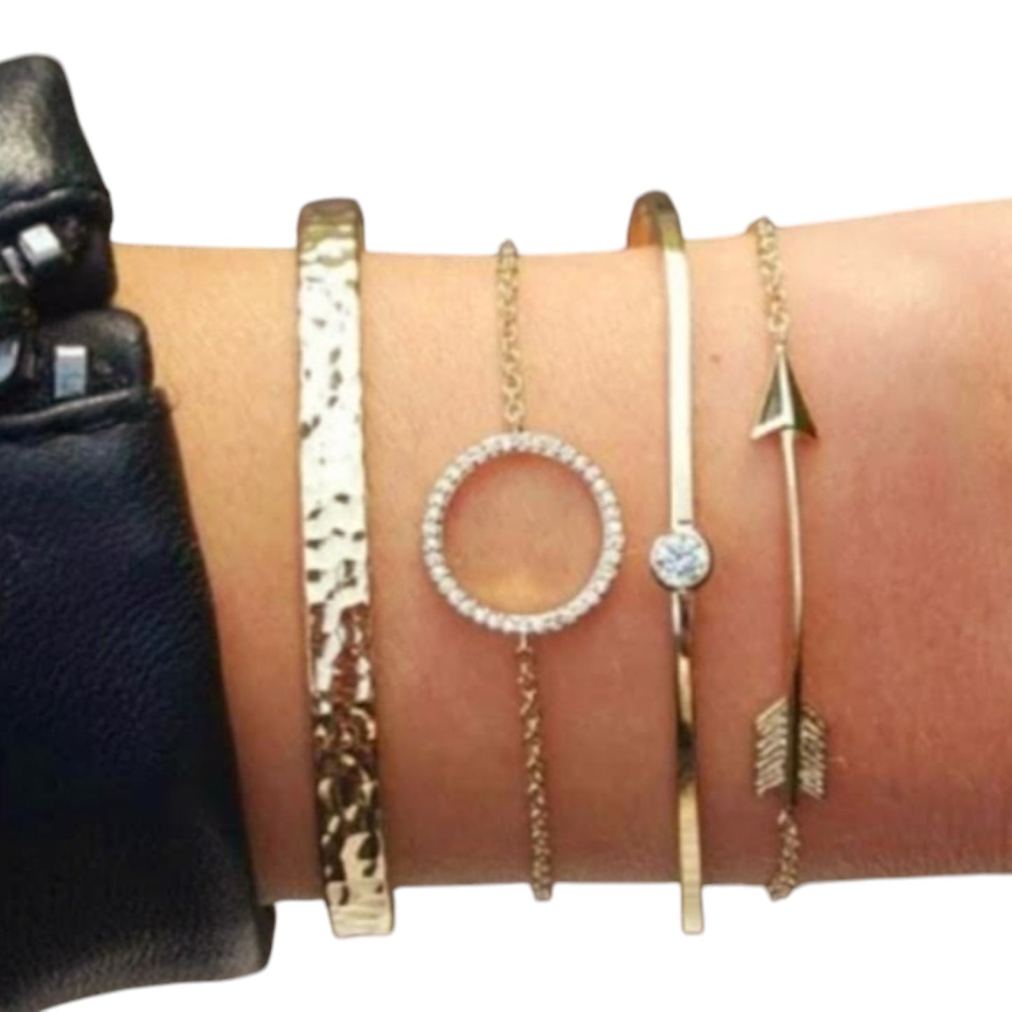 Arrow and Rhinestone Gold Bracelet Set