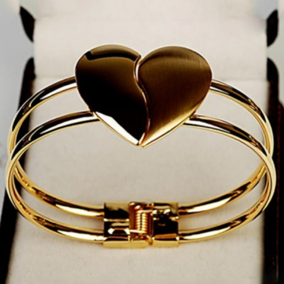 Heart Cuff Gold Bracelet