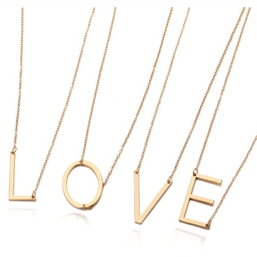 Monogram Necklace with Slanted Letter
