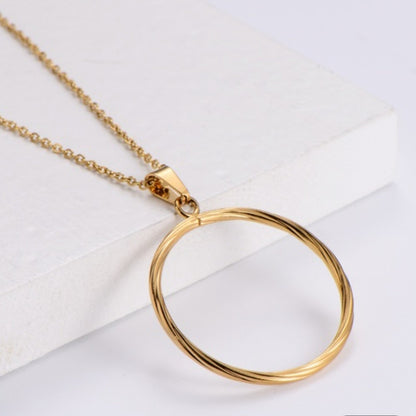Gold Circle Necklace and Earrings