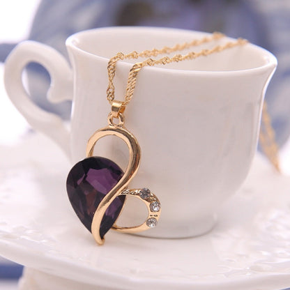 Purple Amethyst Heart Pendant and Earring Set