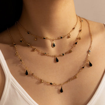Teardrop Rhinestone Multilayer Necklace