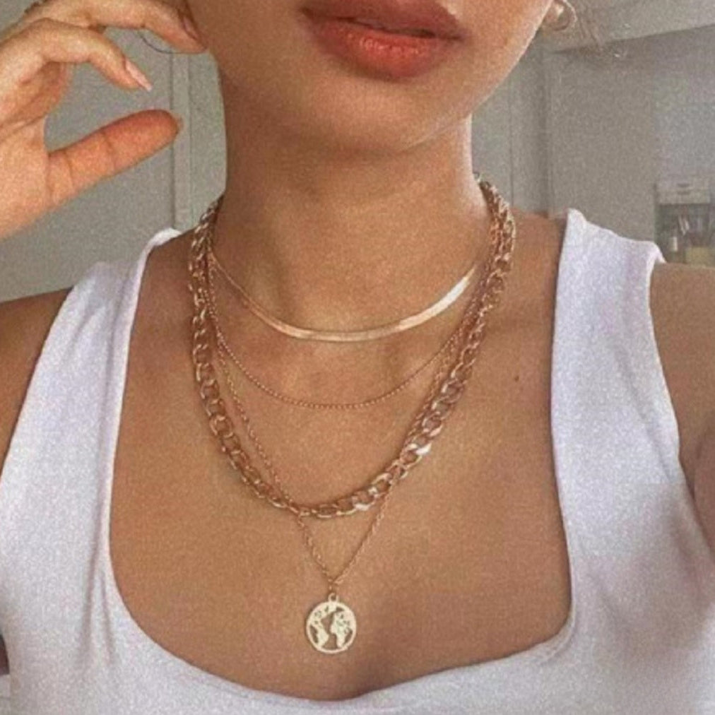 Travel Globe Gold Pendant Necklace