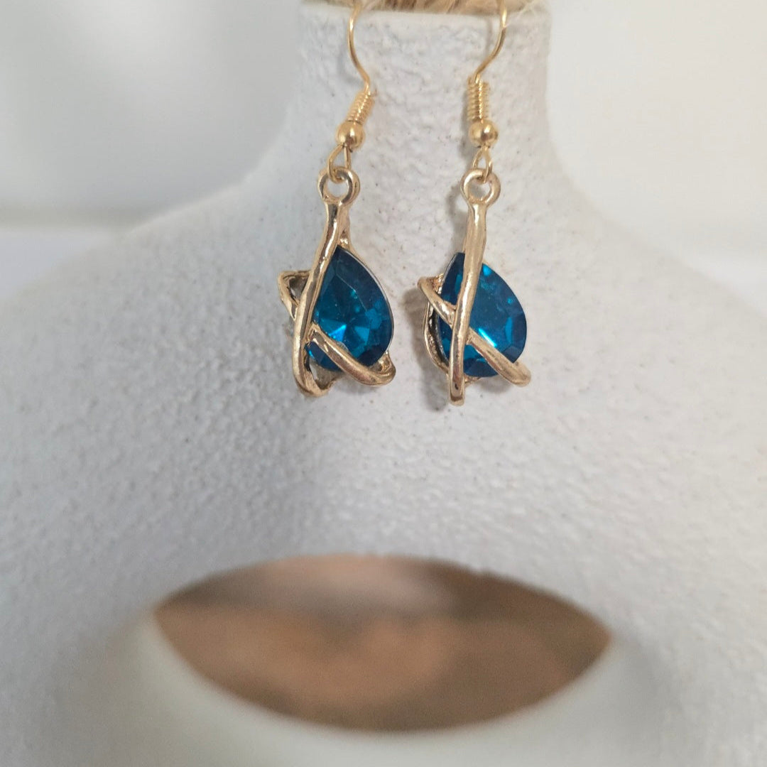 Peacock Water Droplet Necklace with Matching Earrings