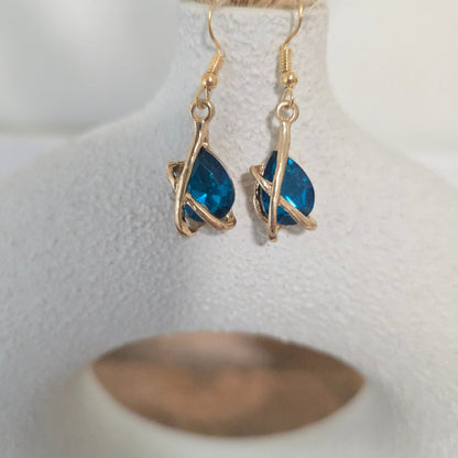 Peacock Water Droplet Necklace with Matching Earrings